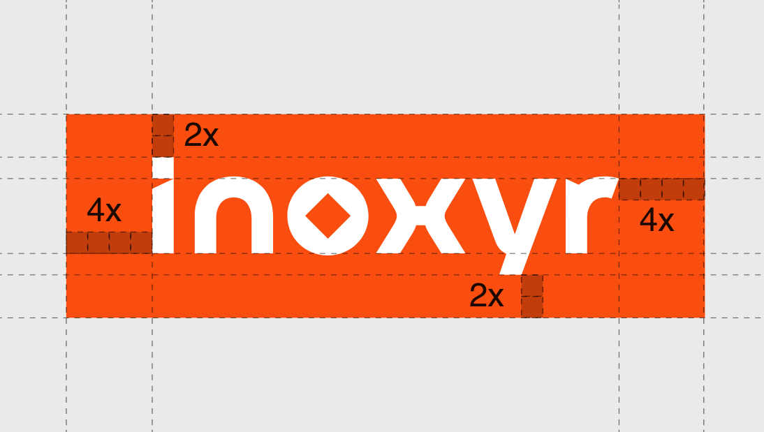 Maquette du logo Inoxyr avec espaces de sécurité