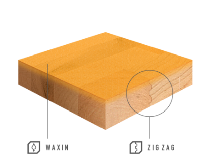 Échantillon de bois pour planchers de semi-remorque montrant le produit Zig-Zag et Waxin