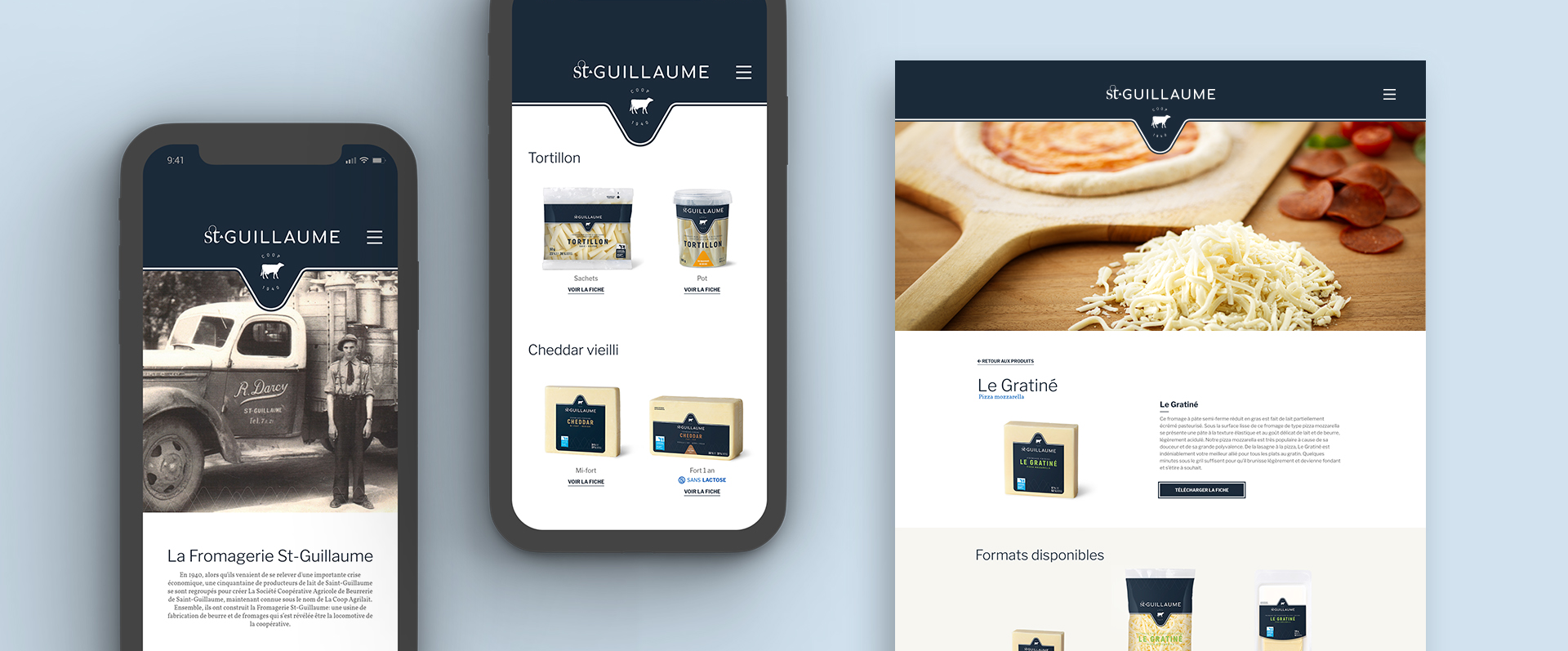 Mockup site interne de la fromagerie St-Guillaume