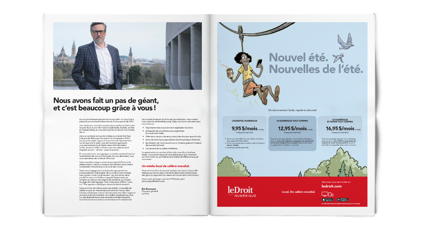 Double-page : Nouvel été. Nouvelles de l'été.