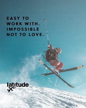 Freestyle skier in the air. Visual entitled Easy to work with. Impossible not to love