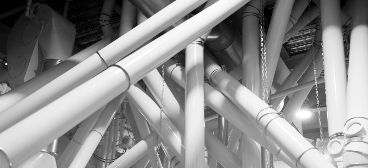 Close-up of pipes in a factory