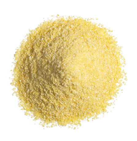 Small pile of yellow semolina and corn flour