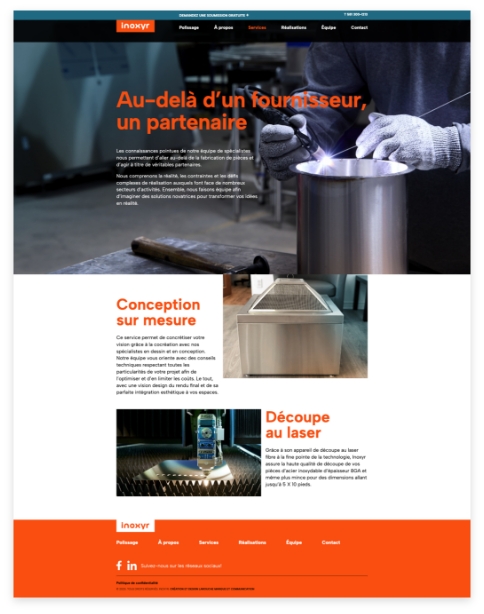 Page Services du site Inoxyr