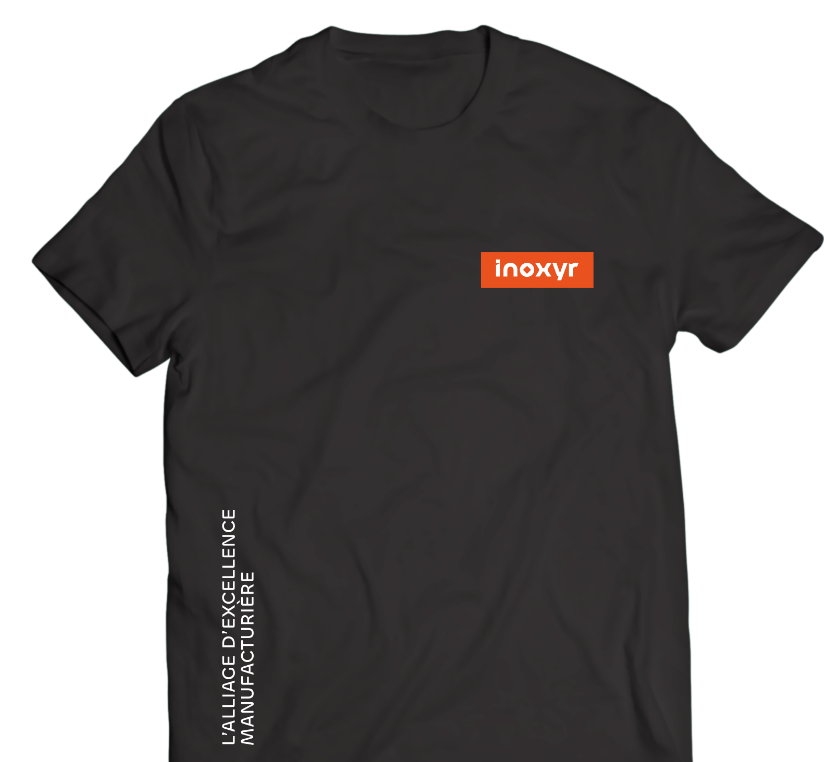 Inoxyr logo and positioning on a t-shirt